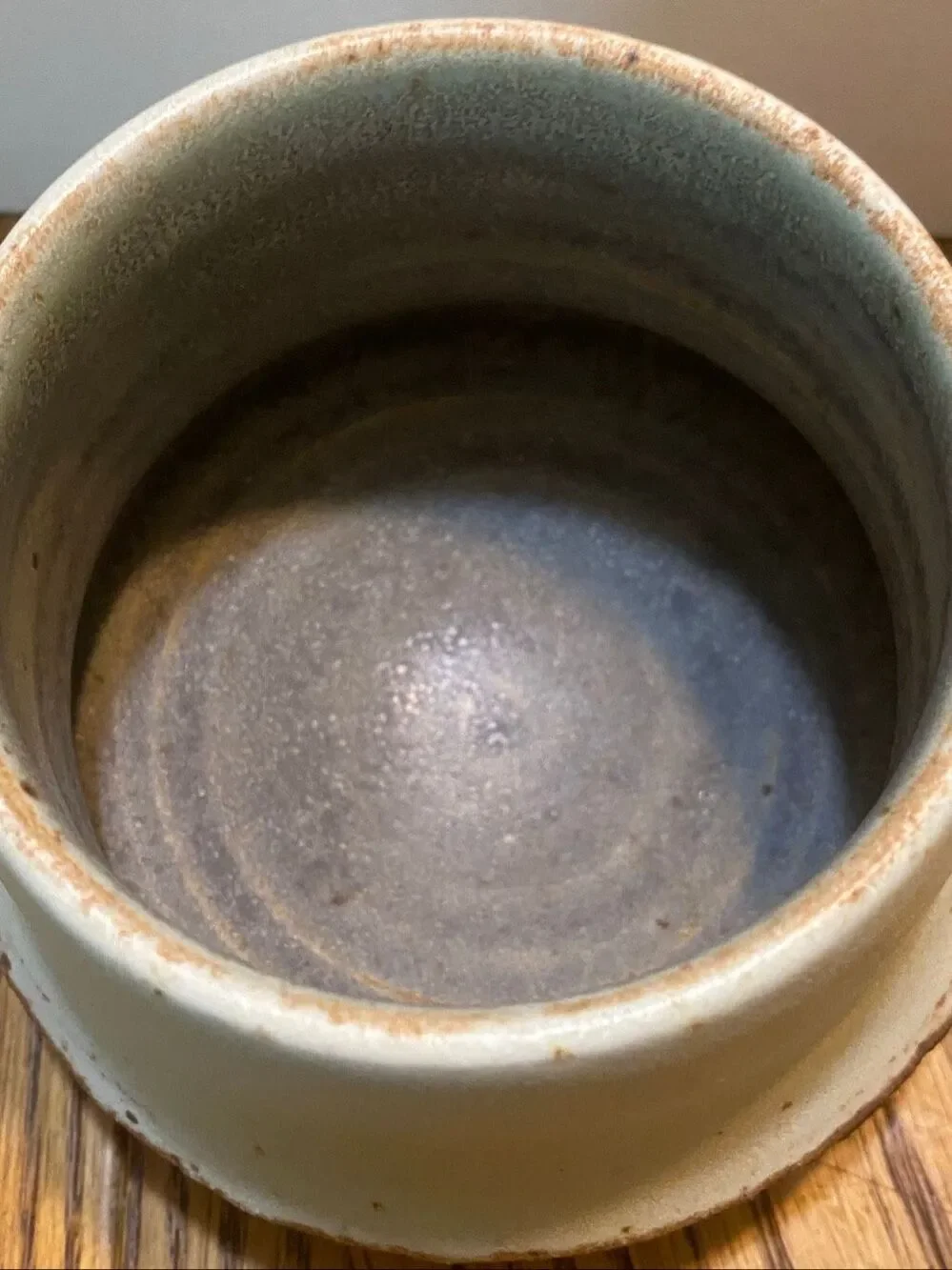 MCM Studio Art Pottery Squat Seed Weed Pot Brown Blue Green Glaze Marked